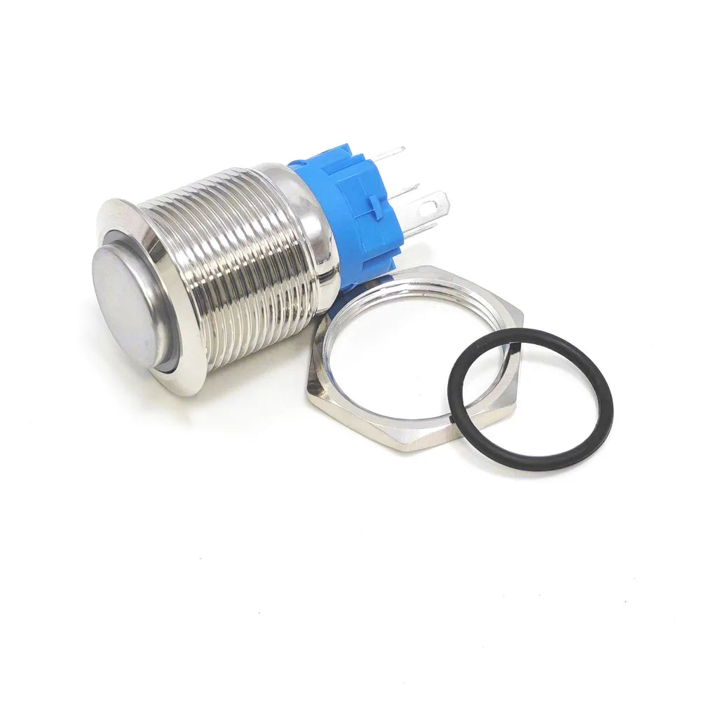 Botón Pulsador Metálico (5 pzas) 16/19/22mm, Momentáneo/Enclavable, Anillo LED, 5V-220V, Impermeable