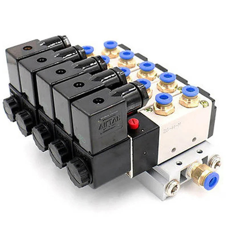 Solenoid Valve Multi-way Combination 4V210-08 Manifold Stations DC12V 24V AC220V With Fittings 5 port 2 position Solenoid Valves