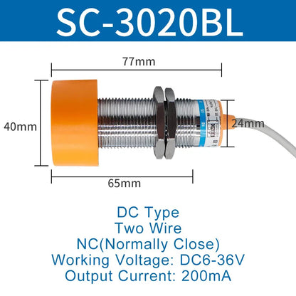 1.1 Meters Inductive Proximity Switch Sensor Waterproof SC-3020A Three Wire NPN PNP NO NC 24V DC AC M40 20mm