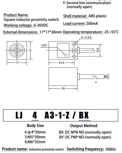 SN04-N-A-P Proximity Switch Sensor Three-wireDC AC NPN PNP Normally Open Light LJ4/5/6-A3 Square Metal Induction Sensor TL-Q5MB1