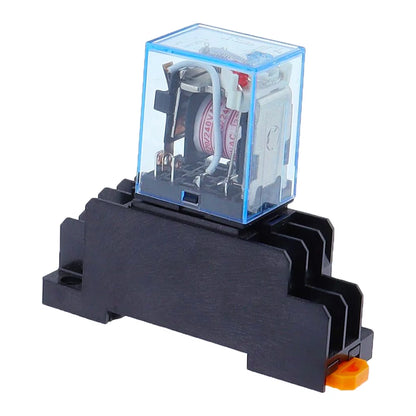 10Set MY2P HH52P MY2NJ 12V 24V DC / 110V 220V AC coil general purpose DPDT micro mini relay with socket base