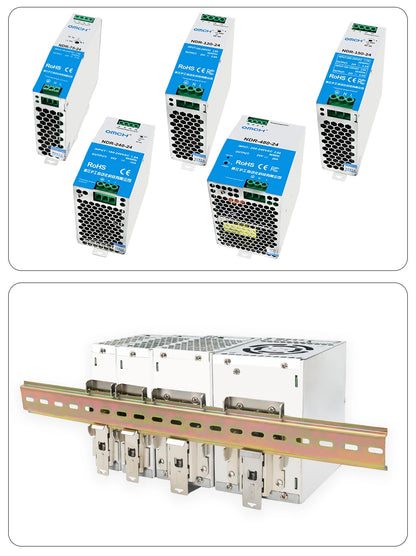 OMCH NDR Series 75/120/150/240/480W AC to DC Din-rail Switching Power Supply 100-240 or 200-240VAC Input 12V/24V/36V/48V Output