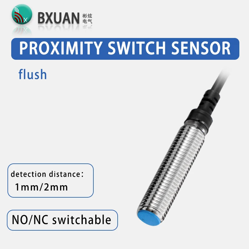 M8 Inductive Proximity Switch Sensor Flush Mount DC 10-30V AC90-250V NPN PNP NO NC Output for Industrial Automation