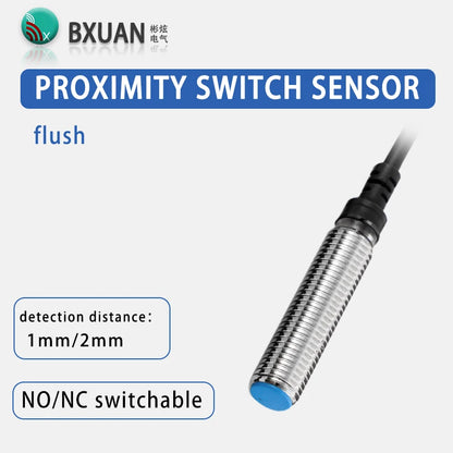 M8 Inductive Proximity Switch Sensor Flush Mount DC 10-30V AC90-250V NPN PNP NO NC Output for Industrial Automation