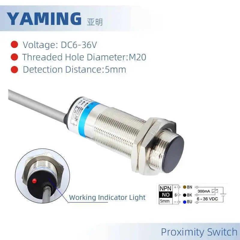 LJ20A3-5 Inductive Proximity Switch Sensor M20 NPN PNP 5mm Two-wire Normally Closed NO NC DC6-36V