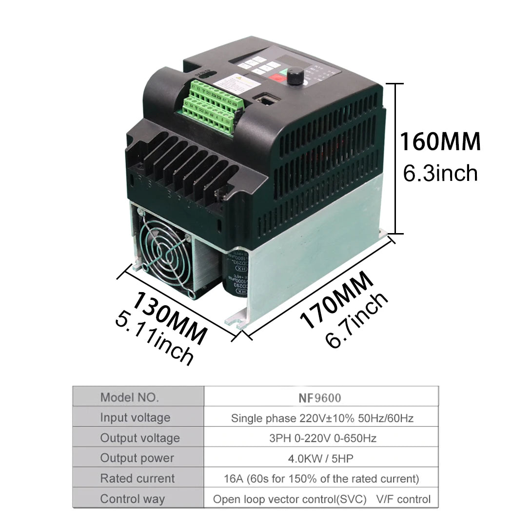 220V1.5KW 2.2KW 4KWSingle Phase input and 3 Phase Output Frequency Converter / Adjustable Speed Drive / Frequency Inverter / VFD