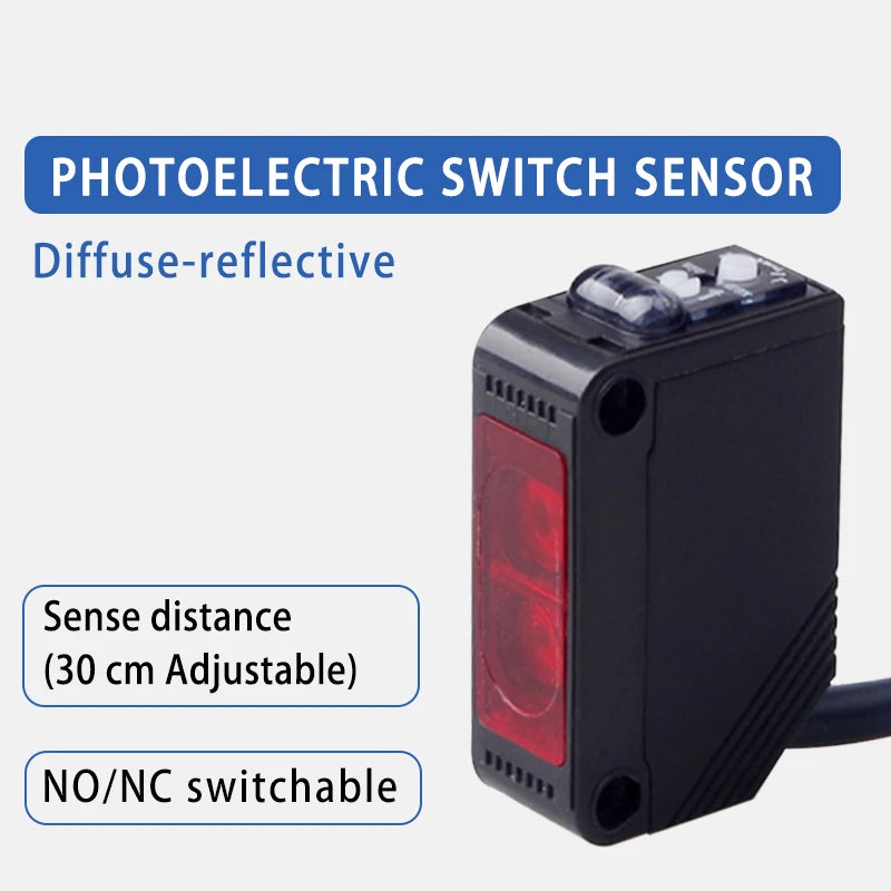 BXUAN E3Z infrared diffuse reflection photoelectric switch sensor NPN PNP NO+NC Sn: 10cm-30cm lens reflection optical sensor