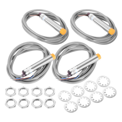 4Pcs Inductive Proximity Sensor M12 Normally Open Detection Approach Switch 4mm Detecting Distance NPN NO DC6V-36V LJ12A3-4-Z/BX