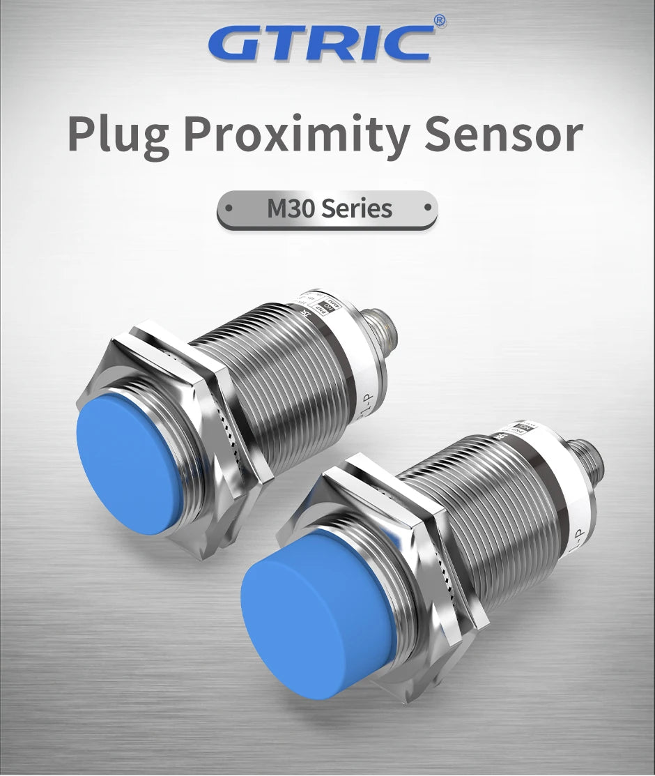 GTRIC Inductive Proximity Sensor M30 Series M12 4pins Plug-in Connector Type NPN PNP Flush Industrial Non-contact Metal Switch