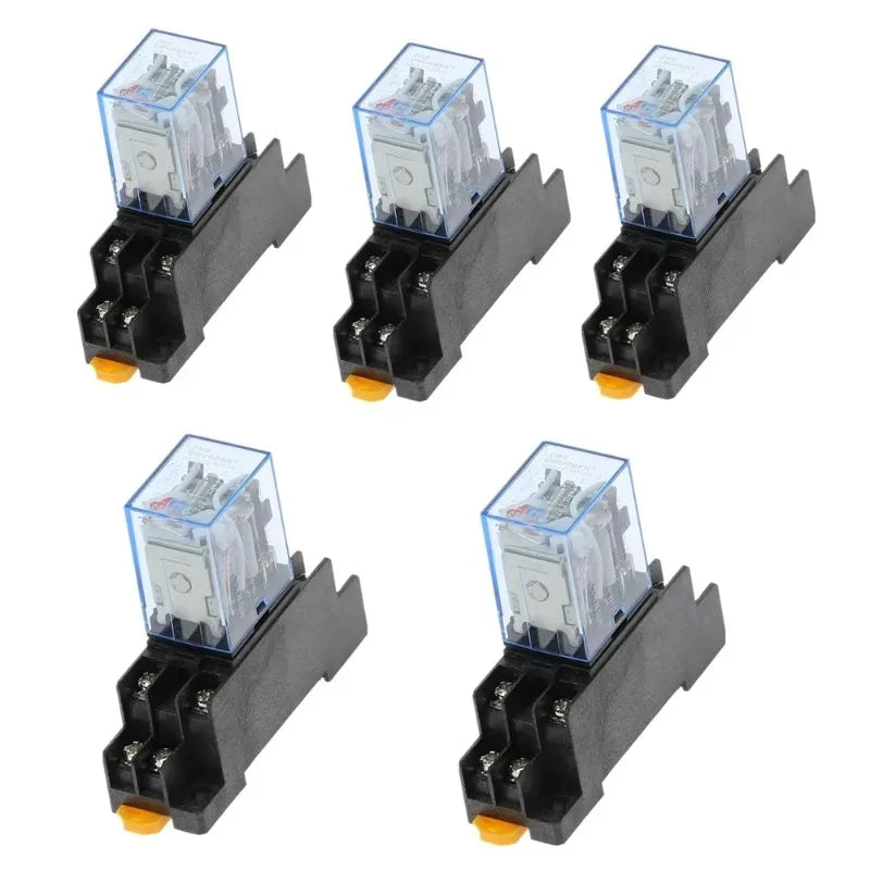 10pcs MY2P HH52P MY2NJ 12V 24V DC / 110V 220V AC coil general purpose DPDT micro mini relay with socket base