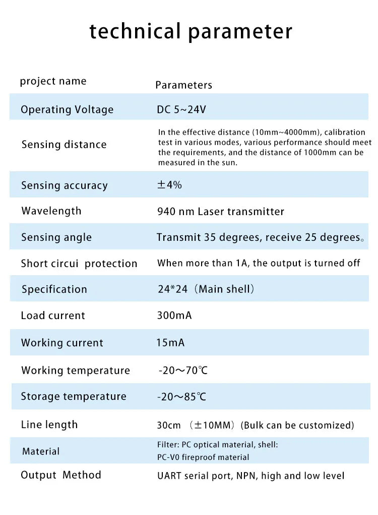 XKC-KL200 Laser Ranging Distance Sensor Human Proximity Diffuse Reflection Photoelectric Motion Sensor