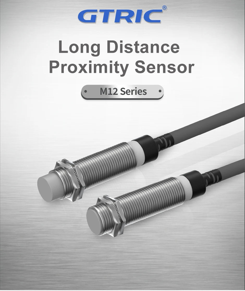 GTRIC Long Distance Inductive Sensor Metal Proximity Switch M12 NPN PNP NO NC 10-30V DC Flush Non-Flush Sensing Range 4mm 8mm