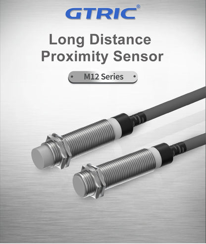 GTRIC Long Distance Inductive Sensor Metal Proximity Switch M12 NPN PNP NO NC 10-30V DC Flush Non-Flush Sensing Range 4mm 8mm