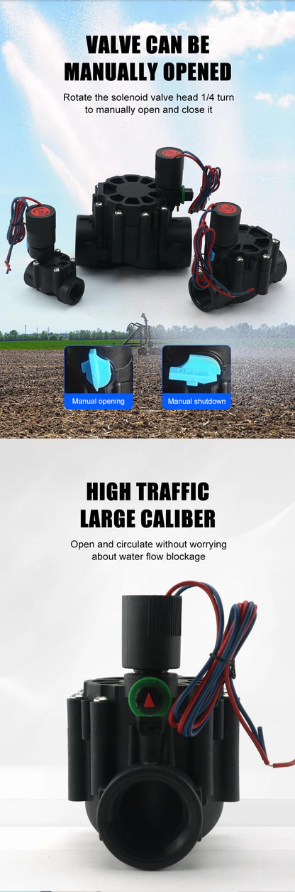 DN15 DN20 DN25 1/2" 3/4" 1" Normally Closed Solenoid Valve AC220V DC12V  Nylon Valve For Farm Garden Landscape Irrigation