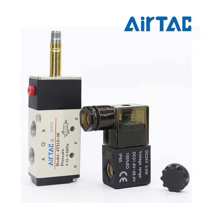 4v210-08 Original AirTac Brand Pneumatic Electric Solenoid Valve Directional Control Air Magnetic Valve DC 12V 24V 220V 4v210