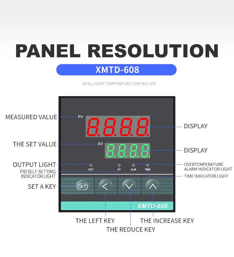 XMTD-608 PID Time Temperature Controller 1300℃ Digital Display Thermoregulator Thermostat 85-265vac with 0-9999min Timer Control
