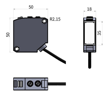 GTRIC E3JK-TR12 Square Photoelectric Sensor Through-beam 24-240V AC/DC Universal Relay Output Diffused Photoelectric Switch
