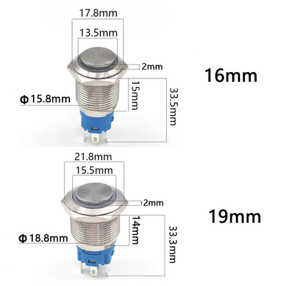 5 pcs Metal Push Button Switch Waterproof Momentary Latching 16mm 19mm 22mm Ring Lamp   LED Light 5V 6V 12V 24V 220V Red Blue