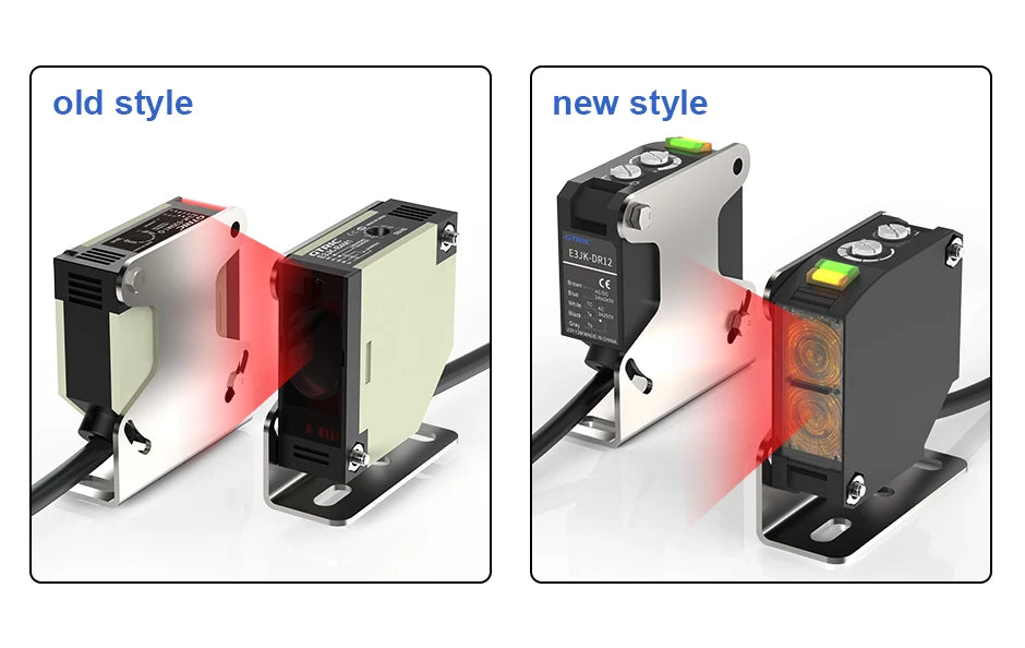 GTRIC E3JK-TR12 Square Photoelectric Sensor Through-beam 24-240V AC/DC Universal Relay Output Diffused Photoelectric Switch