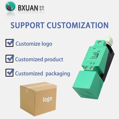BXUAN Square inductive sensor with a detection distance of 20mm, three wire four wire output NPN PNP AC NO NC