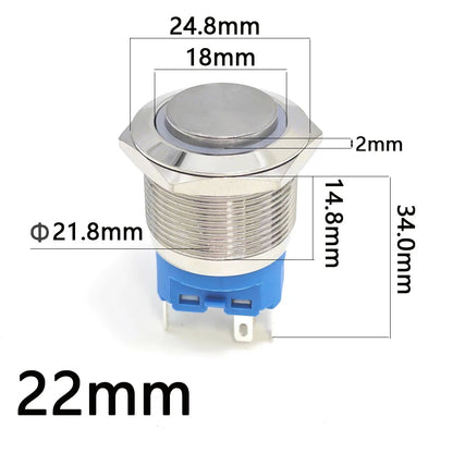 5 pcs Metal Push Button Switch Waterproof Momentary Latching 16mm 19mm 22mm Ring Lamp   LED Light 5V 6V 12V 24V 220V Red Blue