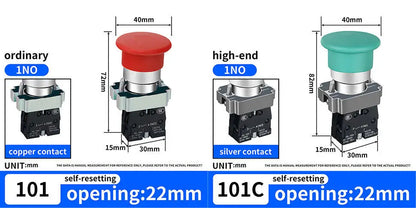 10Pcs 22mm Spring Return Push Button Switch,for Home or Industrial Equipment, Operating Rooms, Distribution Boxes.