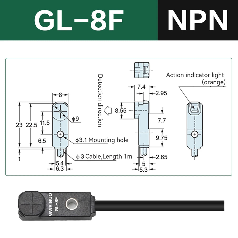 npn Miniature Proximity Switch GL-8H GL-8F GL-12H GL-12F Inductive Proximity Sensor Top sensing detection distance 2.5–4 mm