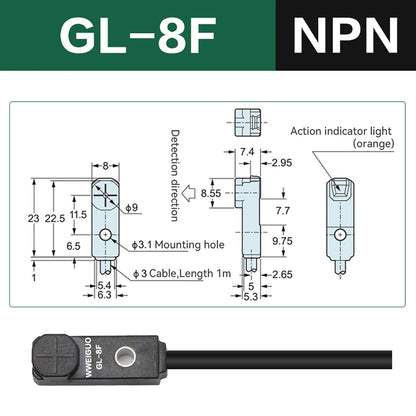 npn Miniature Proximity Switch GL-8H GL-8F GL-12H GL-12F Inductive Proximity Sensor Top sensing detection distance 2.5–4 mm