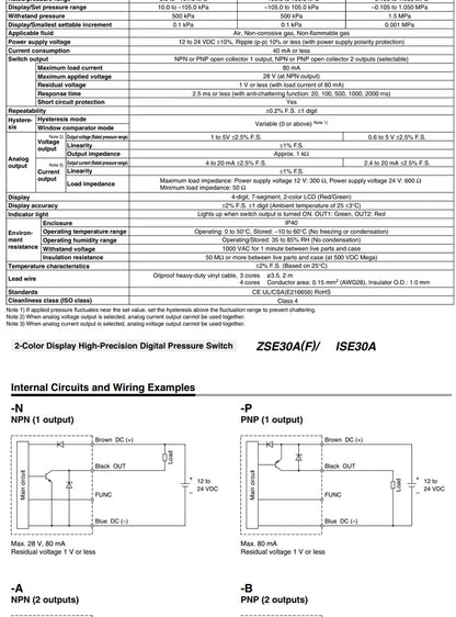 Interruptor de Presión Digital SMC Tipo ZSE30AF / ISE30A, Manómetro Electrónico para Aire
