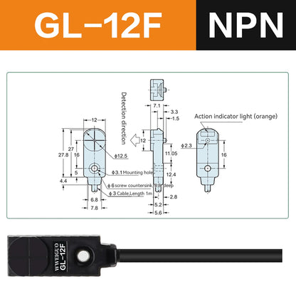 npn Miniature Proximity Switch GL-8H GL-8F GL-12H GL-12F Inductive Proximity Sensor Top sensing detection distance 2.5–4 mm
