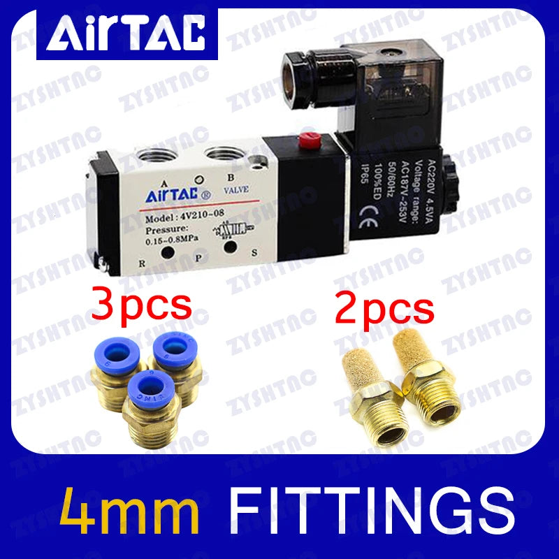 4v210-08 Original AirTac Brand Pneumatic Electric Solenoid Valve Directional Control Air Magnetic Valve DC 12V 24V 220V 4v210