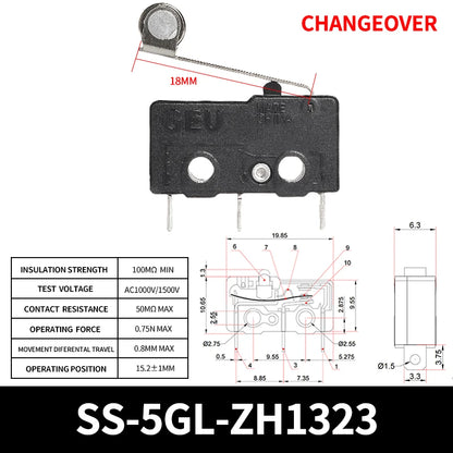 10/50/100PCS SS-5Gl NO/NC/Changeover  Subminiature Micro Switch, 2-Terminal  Pre-Wired 3-Terminal Micro Limit Switch