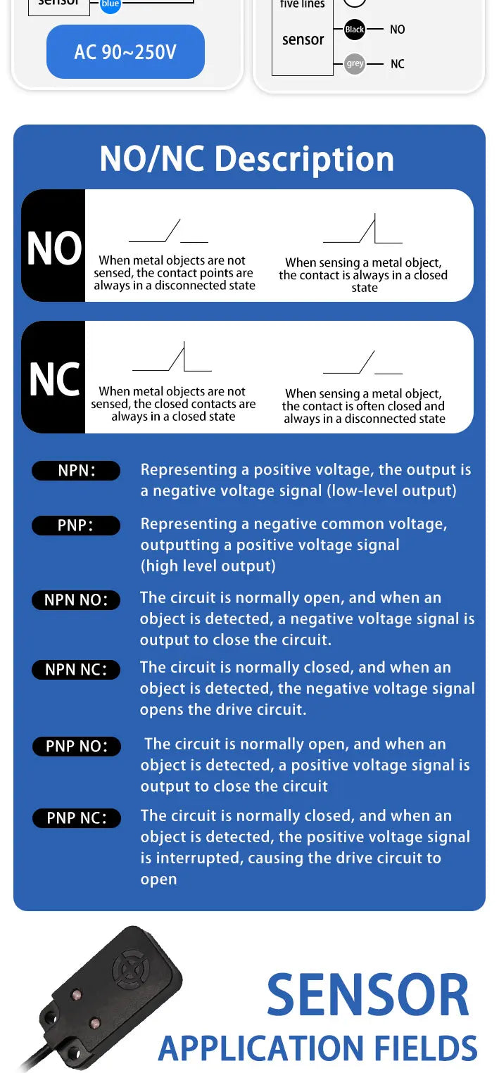 PFI25-8DN 12-24VDC/100-250VAC NPN PNP 8mm sensing range Rectangular Flat-type Inductive Proximity Switche Sensor