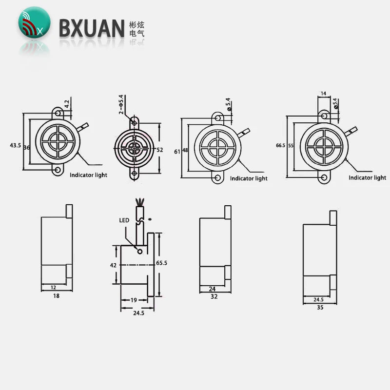 Cylindrical proximity switch sensor 12-24VDC IP67 waterproof Flat circular shape NPN or PNP