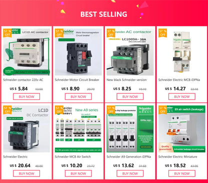 Schneider-Industrial Electrical Control Equipment, AC Contactors, LC1D Series, BC7, F7C, M7C, Q7C, 24V, 110V, 220V, 380V