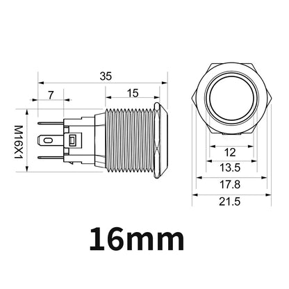 20pcs Metal Push Switch LED Light 16mm 19mm 22mm Momentary Latching With Socket Waterproof Button Car Start Switch 5V 12V 220V