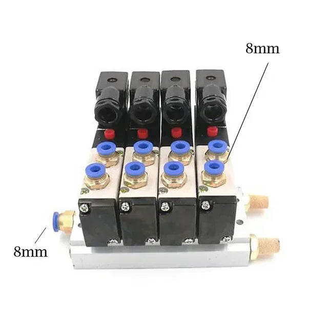 12/24V DC 110/220V AC Multi Option 4V210-08 Pneumatic Solenoid Valve Block With Muffler Fitting Base Manifold 2/3/4/6 Way