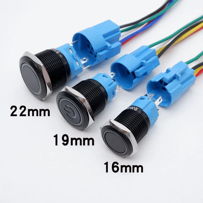 5pcs 16mm 19mm 22mm Metal Push Button Switch Momentary Latching Led Light Flat Head Red Blue Green Yellow White 5V 12V 24V 220V
