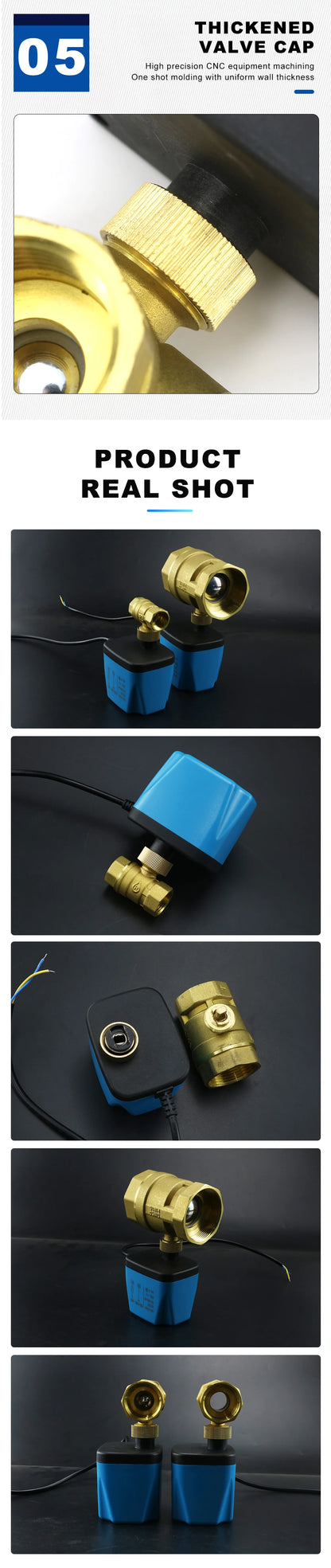 Válvula de Bola Motorizada Normalmente Cerrada 1/2"-2" (DN15-DN32), Latón, 2 Hilos, 12V/24V/220V