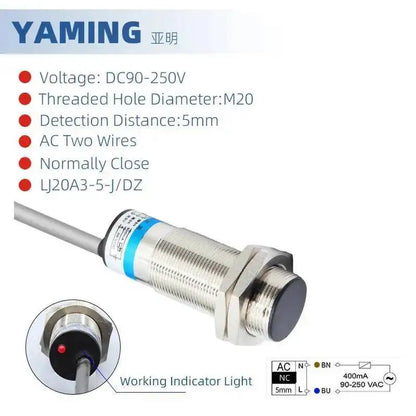 LJ20A3-5 Inductive Proximity Switch Sensor M20 NPN PNP 5mm Two-wire Normally Closed NO NC DC6-36V