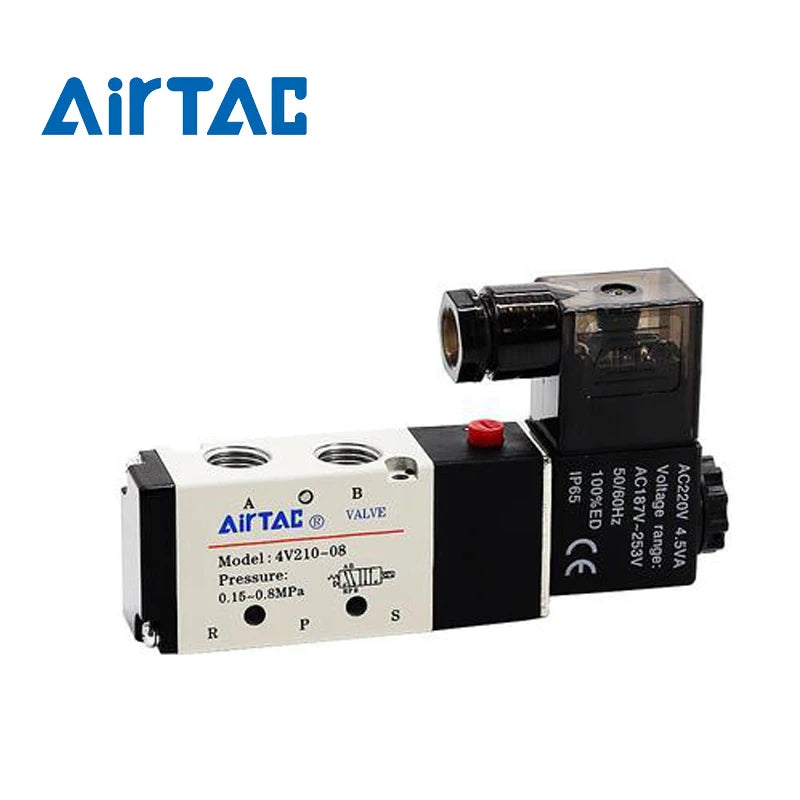 4v210-08 Original AirTac Brand Pneumatic Electric Solenoid Valve Directional Control Air Magnetic Valve DC 12V 24V 220V 4v210