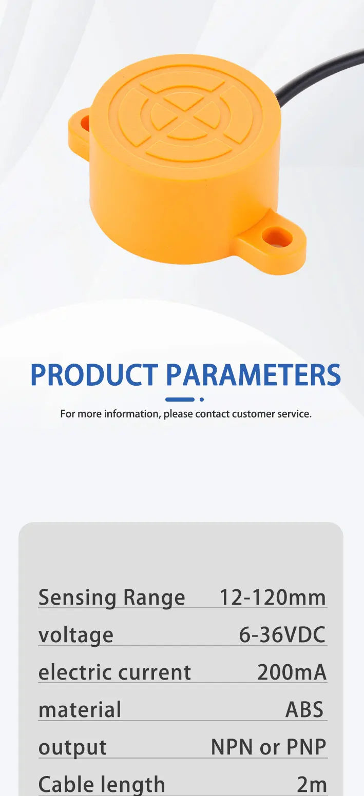 Cylindrical proximity switch sensor 12-24VDC IP67 waterproof Flat circular shape NPN or PNP