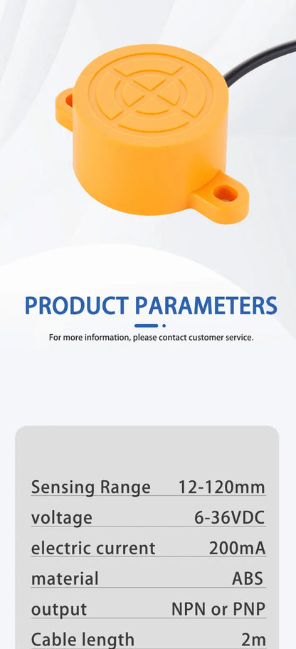 Cylindrical proximity switch sensor 12-24VDC IP67 waterproof Flat circular shape NPN or PNP