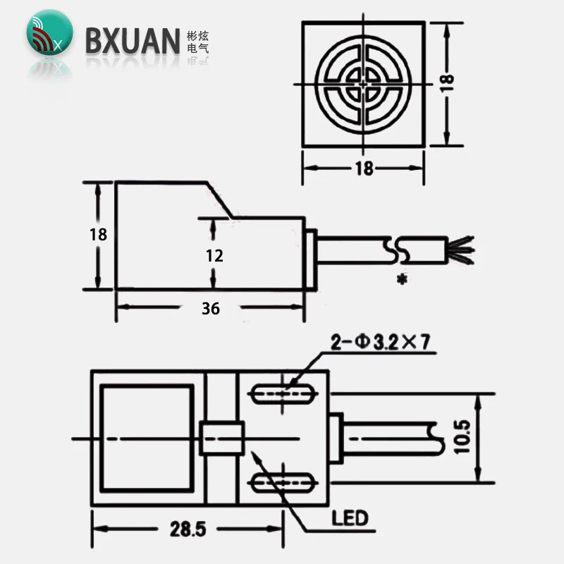 BXUAN SN04 Square Inductive Proximity Switch NPN NO PNP NO 4mm Inductive Sensor