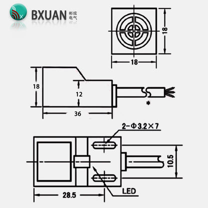 BXUAN SN04 Square Inductive Proximity Switch NPN NO PNP NO 4mm Inductive Sensor