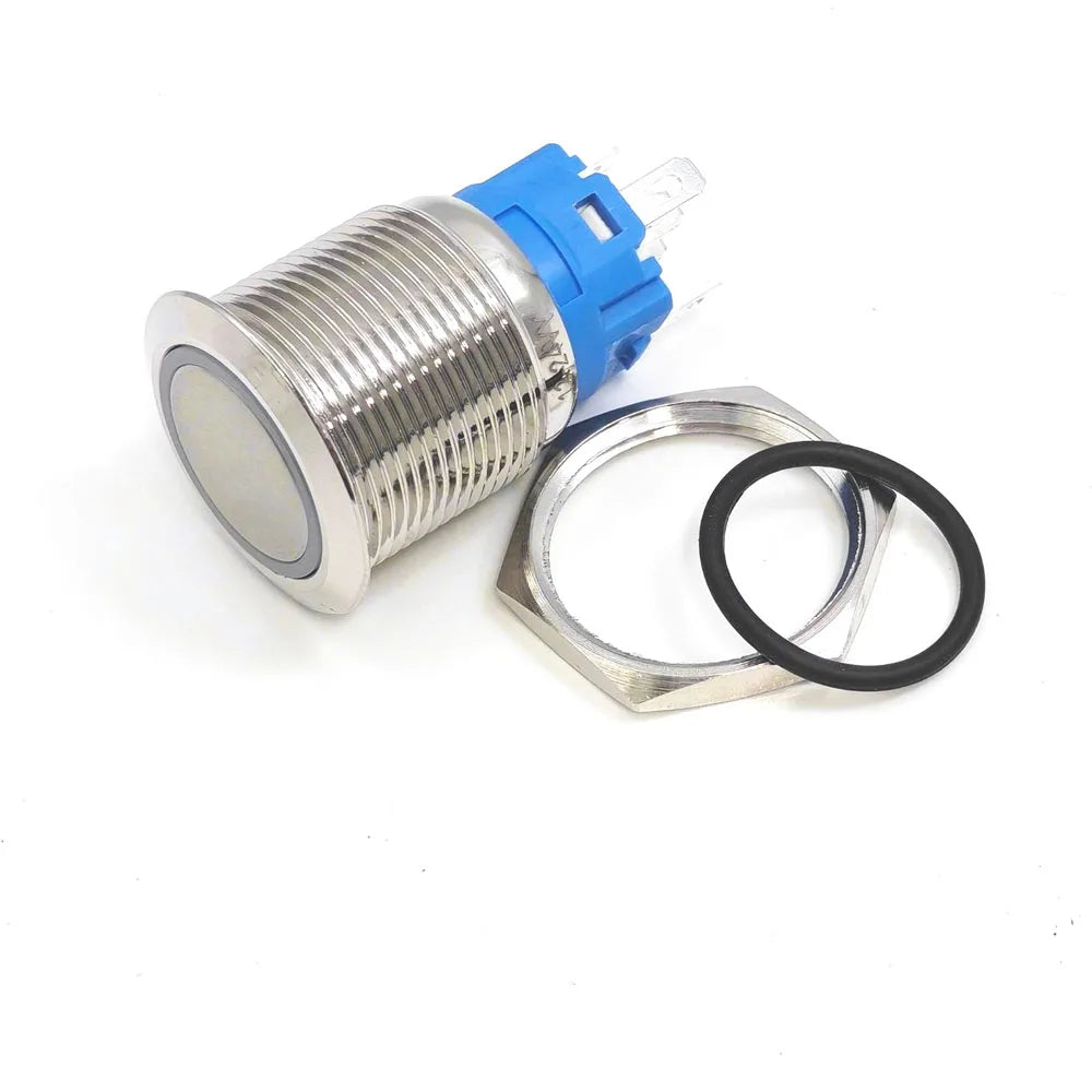 10pcs Momentary Switch 12v Metal Push Button Latching 16mm 19mm 22mm Red Blue LED Light Start Stop PC Power 3v 5v 6v 24v 220v