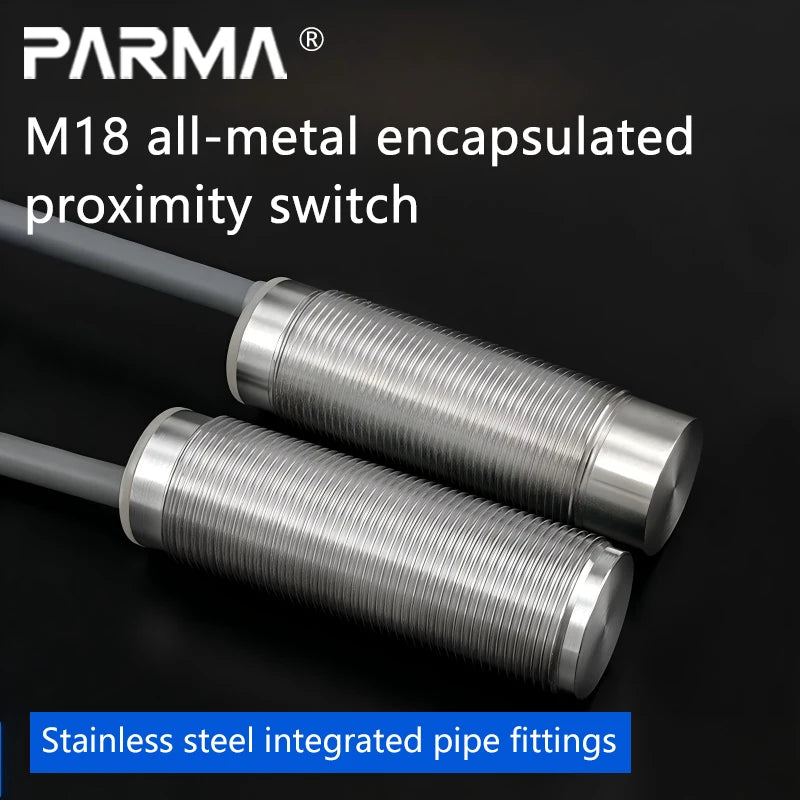 M18 all-metal sensing surface proximity switch sensor three-wire 24V stainless steel integrated pipe piece NPN open type PNP