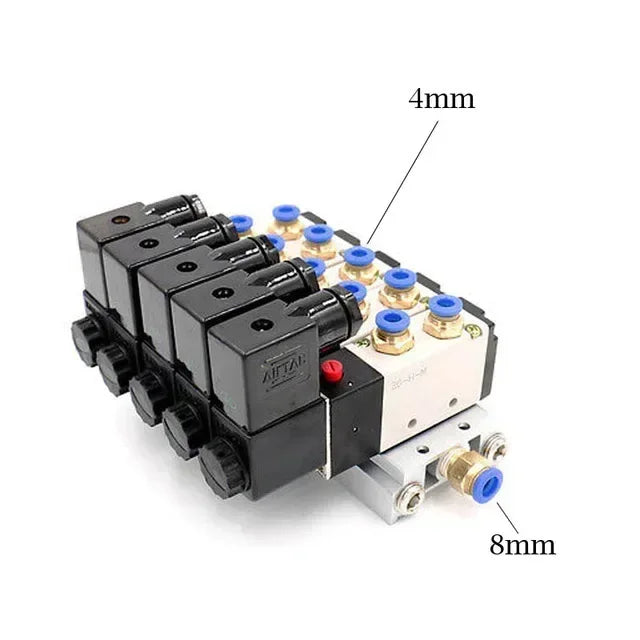 12/24V DC 110/220V AC Multi Option 4V210-08 Pneumatic Solenoid Valve Block With Muffler Fitting Base Manifold 2/3/4/6 Way