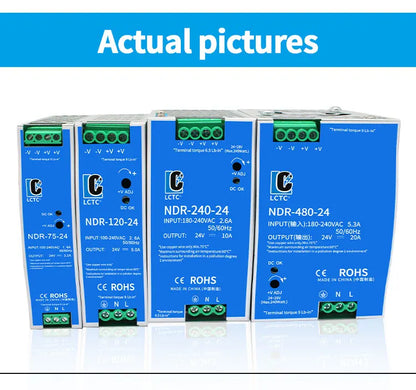 LCTC Switching Power Supply NDR-75W 120W 240W 480W Industrial DIN Rail 12V 24V 48V AC/DC Single Output Power Transformer