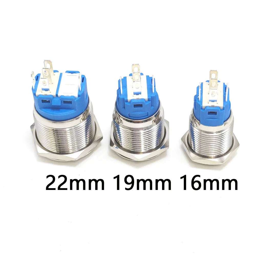 5 pcs Metal Push Button Switch Waterproof Momentary Latching 16mm 19mm 22mm Ring Lamp   LED Light 5V 6V 12V 24V 220V Red Blue